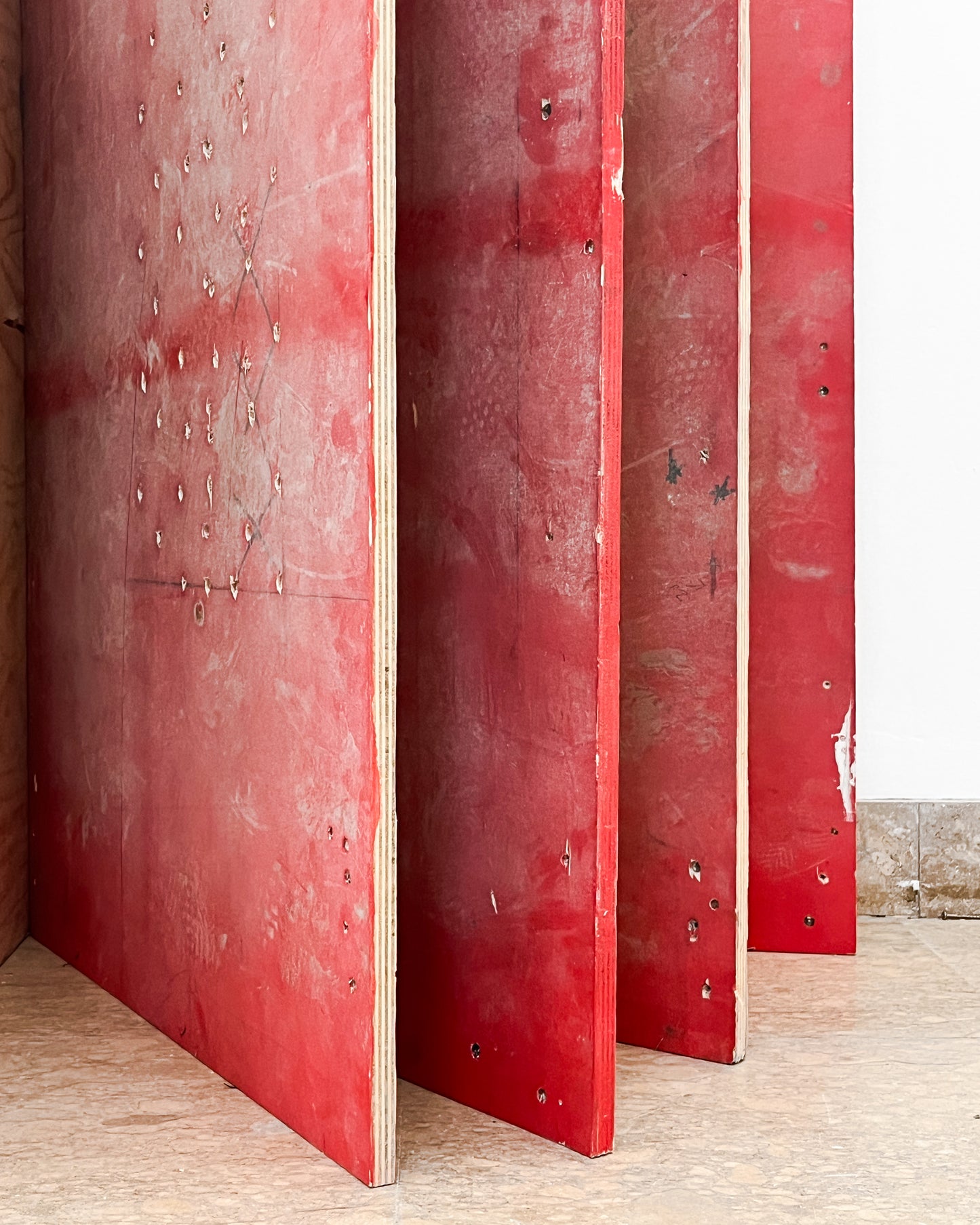 USED UP | Chilean Pavilion | Red Plywood Panels, 1.3.4d